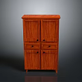 Classic Solid Wood Storage Cabinet With Double Doors Drawers And Four Legs