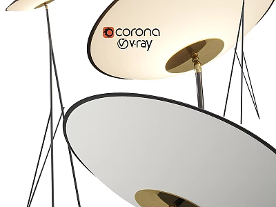 Modern Tripod Floor Lamp With Circular White Shade And Metal Stand Design 3d model