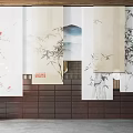 New Chinese-style roller shutter roller shutter partition 3d model