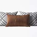 Modern Decorative Throw Pillows With Brown And Black White Checkered Geometric Patterns 3d model