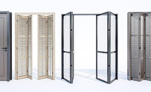 Modern folding door glass door bedroom door aluminum alloy glass door aluminum alloy folding door Changhong glass Changhong folding glass folding door 3d model