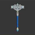 Futuristic Sci Fi Weapon Blue Silver Hammer With Geometric Head And Long Handle 3d model