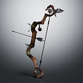Handcrafted Traditional Bow Weapon With Arrows And Feather Accents