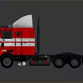 Red and White Semi Truck With Shiny Exterior And Modern Cab Design