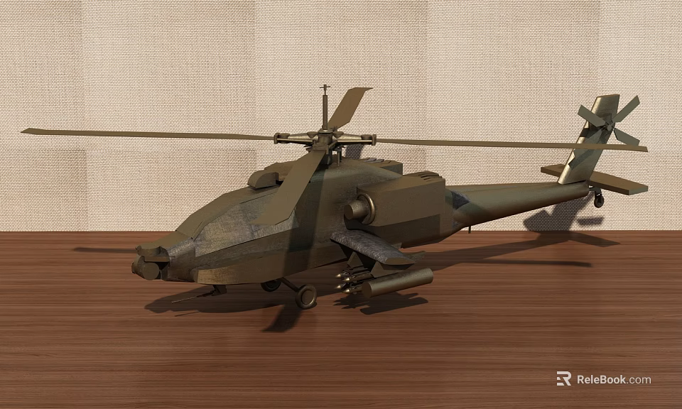 Green Camouflage Fighter Jet Model Displayed On Wooden Table With Light Background 3d model 