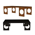 Modern Copper and Black Coffee Tables with Circular Cutout Legs Design 3d model