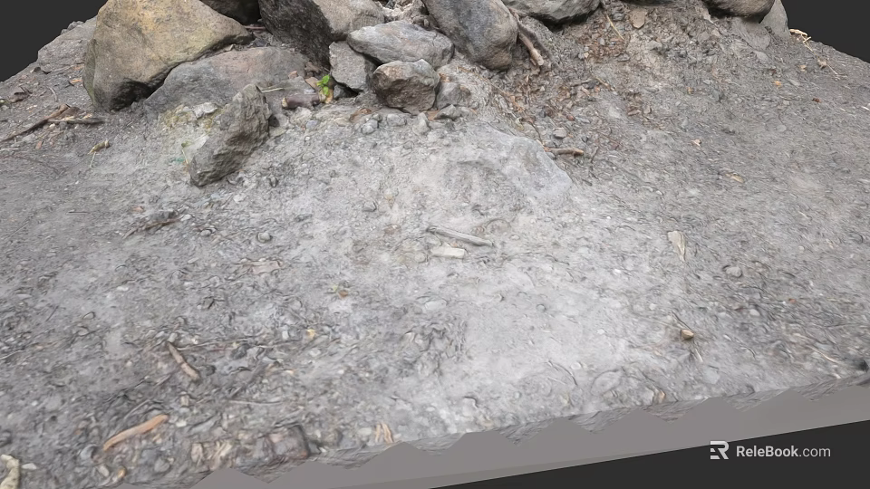 Rustic Stone Fireplace With Natural Rock Surroundings And Textured Surface 3d model