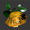 Orange Rose With Layered Petals And Green Leaves On Gradient Background