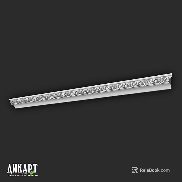 Ornate Decorative Component With Intricate Carved Scroll Patterns And Long Strip Design 3d model 