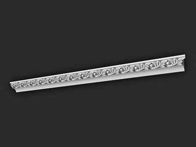 Ornate Decorative Component With Intricate Carved Scroll Patterns And Long Strip Design 3d model