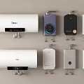 Daily Appliances Featuring Different Types of Water Heaters in Various Colors and Brands