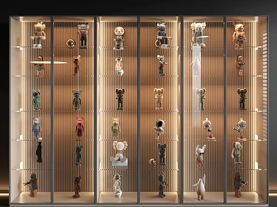 Modern Stylish Display Cabinet With Glass Doors And LED Lighting For Figurine Collection 3d model