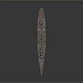 Vintage Military Warship Model With Blue Hull Red Bottom Deck Turrets And Masts