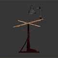 Wooden Drawing Table With Desk Lamp Blueprints And Pencil For Craft Workspace