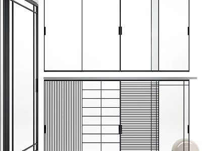Modern Casement Windows With Slim Frames Multiple Panels And Grille Details Design 3d model