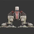 Sci Fi Mechanical Walker With Red White Color And Detailed Leg Structure 3d model