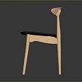 Modern Wooden Dining Chair with Curved Backrest and Black Cushioned Seat