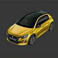 Yellow Modern Compact Car With Black Roof Sleek Design And Black Wheels