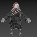 Cartoon Character With Red White Hat Black Robe Decorative Sash Striped Socks And Outstretched Hands