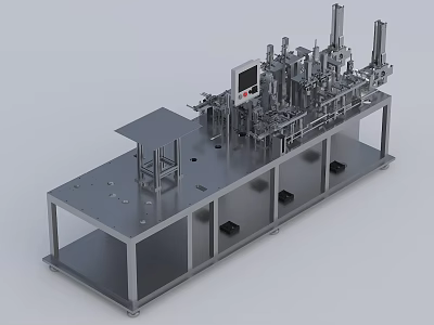 Automated Industrial Equipment Featuring Metal Frame And Control Panel For Manufacturing 3d model