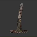 Artistic Plant Stump with Colorful Textures and Pink Purple Base Particles