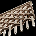 Modern Beige Woven Chandelier With Textured Structure And Soft Lighting 3d model