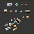 Various Assorted Packaged Foods Featuring Burgers Snacks And Beverage Containers