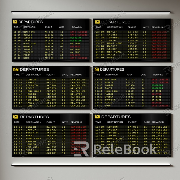 Airport flight information table LED screen model