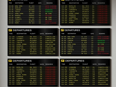 Airport flight information table LED screen model