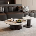 Round Coffee Tables With Marble Top Black Bases Magazine Fruit And Glass In Living Room