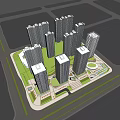 Modern High Rise Residential Complex With Green Spaces And Surrounding Roads