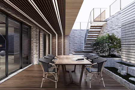 Modern Garden Courtyard Garden 3d model