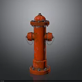 Vibrant Red Fire Hydrant With Metal Construction Top Cap Side Outlets Chains And Sturdy Base