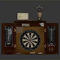 Wooden Dart Cabinet With Open Doors Dartboard Darts Trophy And Scoreboard
