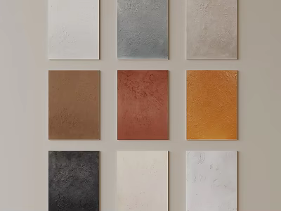 Nine Textured Square Decorative Panels With Various Colors Arranged On Wall 3d model