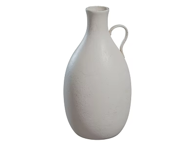Minimalist White Ceramic Vase With Handle Matte Finish Home Decor Accessory 3d model