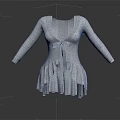 Gray Knitted Cardigan With Bow Detail Asymmetrical Ruffle Hem And Long Sleeves