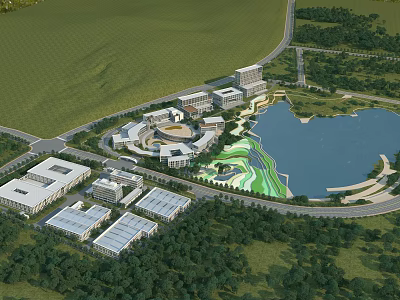 Modern Aerial View Plant Planning 3d model