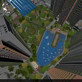 Aerial Planning of Urban High Rise Buildings with Green Spaces and Water Pool