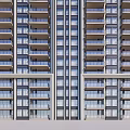 Two Modern High Rise Residential Buildings Exterior With Balconies And Glass Facades