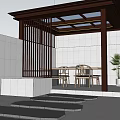 Modern Garden Pavilion With Black Frame Glass Skylight White Wall Outdoor Seating And Green Plants