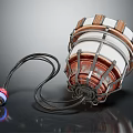 Wound Electrical Coil Component With Copper Wires Metal Frame Red White Insulation