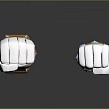 White Fists 3D Model With Orange Blue Base And Square Circular Embellishments