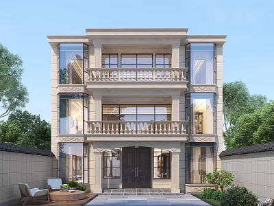 Jane European single-family villa villa 3d model