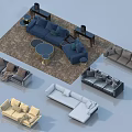 Various Color Sofa Set Combinations With Coffee Tables Side Tables And Rugs 3d model