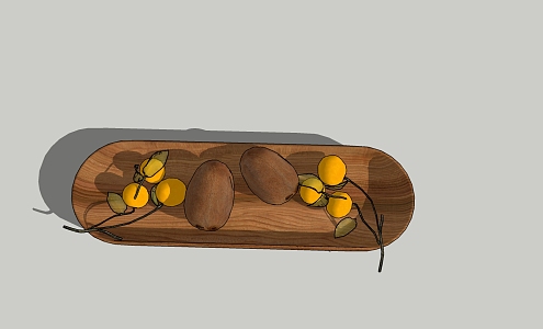 Modern Fruit Plate Wooden Fruit Plate Orange Coconut Fruit Plate 3d model