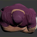 Full Length Portrait Of Man In Purple Scrubs And Surgical Cap Standing With Arms Crossed
