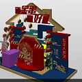 Festive House Shaped Decoration With Golden Egg Smashing Balloons And Gift Boxes
