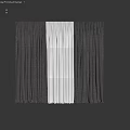 Dark Curtains With White Sheer Panels For Home Window Interior Design 3d model