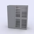 Laboratory White Storage Cabinet With Glass Doors And Internal Shelves